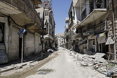 Zerstörte Gebäude in Aleppo, Syrien