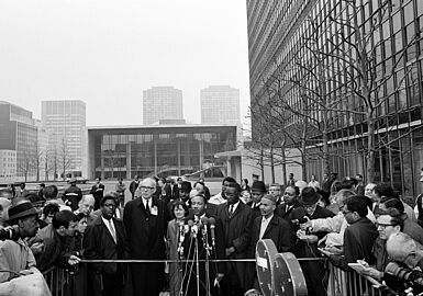Martin Luther King bei einer Demonstration gegen den Vietnam Krieg.